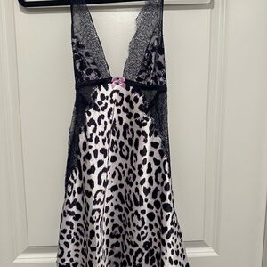 Victoria's Secret Black and White Chemise with Lace Trim